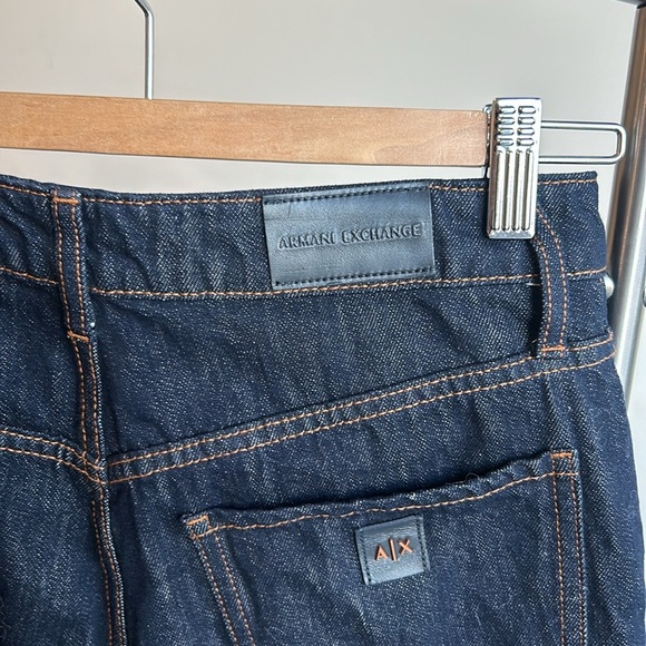 Armani Exchange Hi Waist Cuff Straight Ankle Dark Wash Jeans Women size 27 - Picture 6 of 17